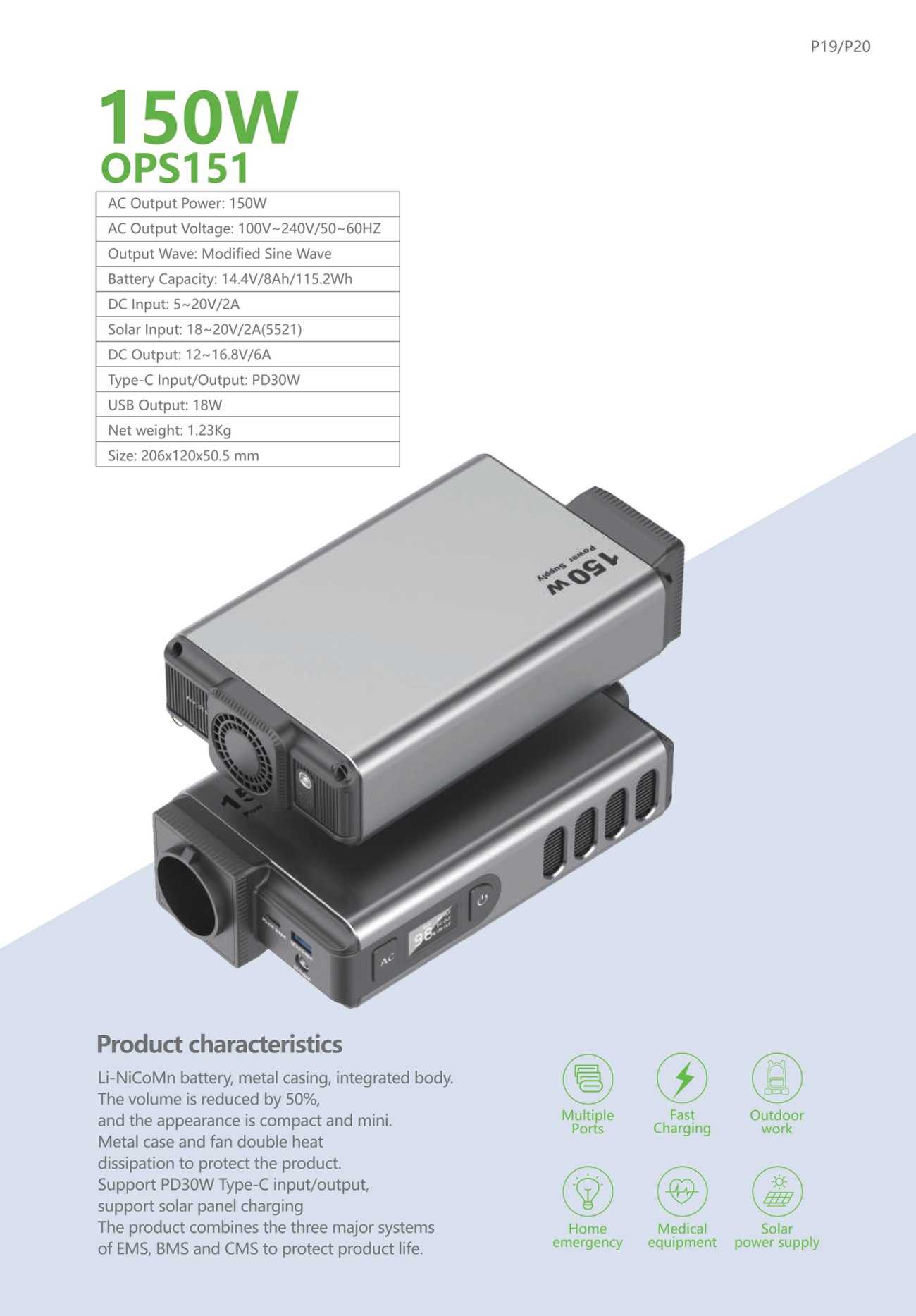 OPS150 full specification sheet