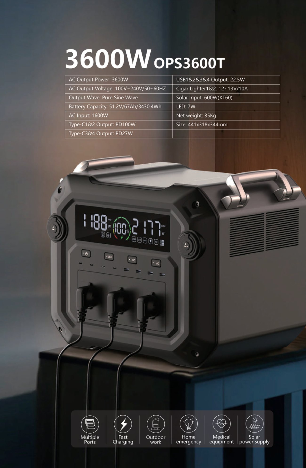OPS3600T full specification sheet